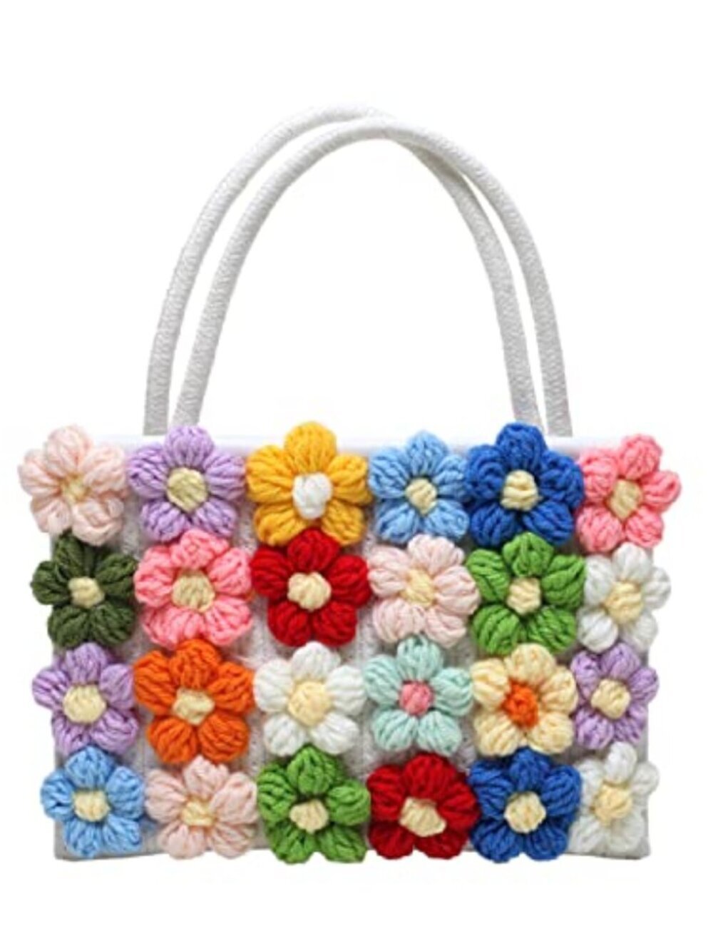 Women Small Flower Handwoven Crossbody Handbag